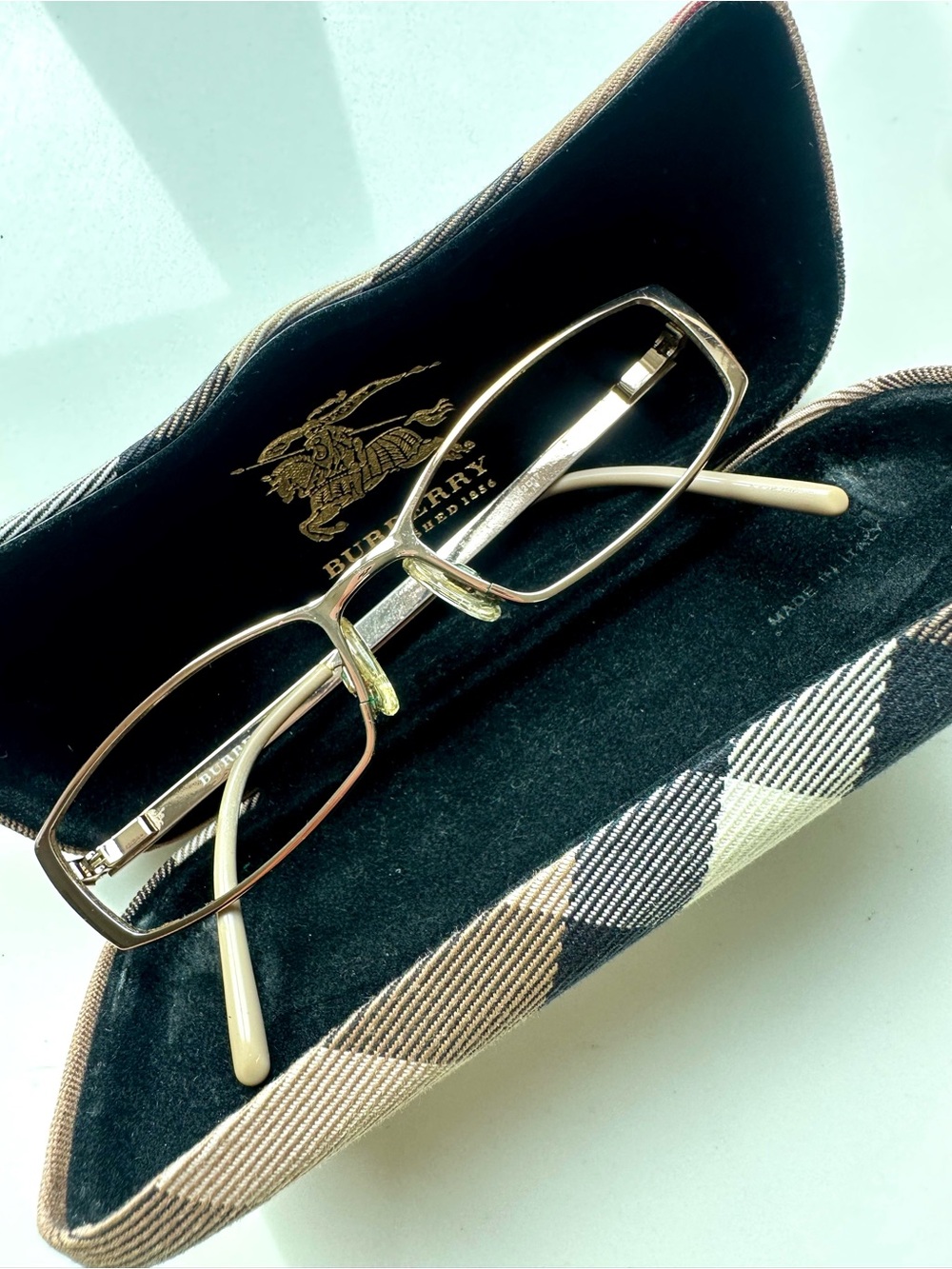 Burberry B1238 Rose Gold Metal Eyeglasses Frames 52-17-135 Made in Italy + Case